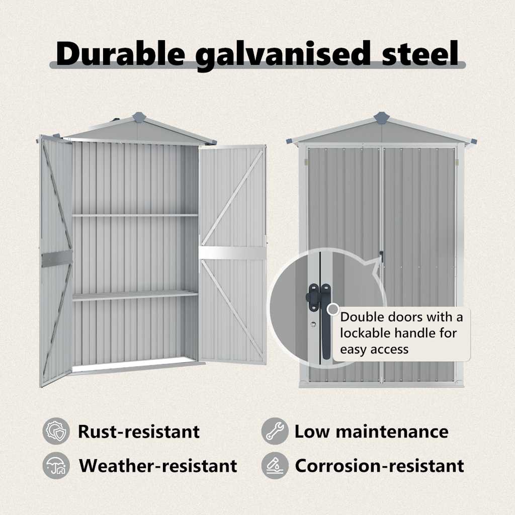 Garden Shed Gray 116 x 45 x 175 cm Galvanized Steel