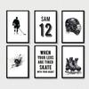 Black White Ice Hockey Helmet Minimalism Sports Quote Posters and Prints Canvas Printing Wall Art Picture for Living Room Decor