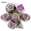 7 Pcs Colorful Standard Metal Dice Solid Metal Polyhedral Dice Set Suitable for Role-Playing RPG  Board Game Card Game