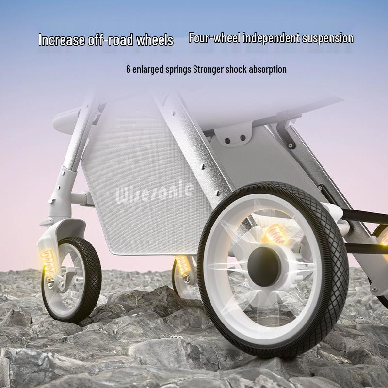 Elevated Baby Stroller: Reclining, Lightweight, Foldable, Two-Way Shock Absorption for Newborns