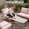 Garden Set for 4 People: Sofa, Armchairs, Table, Metal, Pink