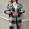 Осенне-зимняя женская куртка, свободный клетчатый шерстяной кардиган, модный свитер