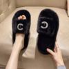 Повседневные пушистые тапочки женские домашние туфли на плоской подошве элегантные дизайнерские туфли для девочек модные хлопковые тапочки с открытым носком на платформе домашние тапочки большого размера