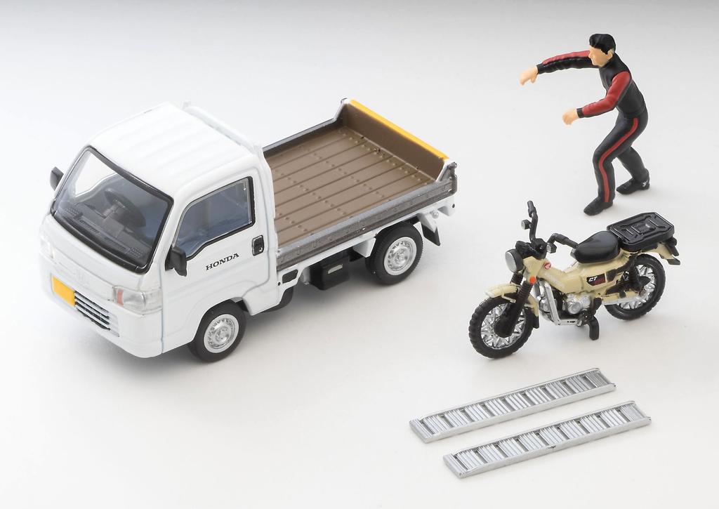 TOMYTEC Tomica Limited Vintage Neo Honda Acty Truck Motorcycle Store Технические характеристики белого завершенного продукта с Honda Cub LV-N330a CT125/Hunter
