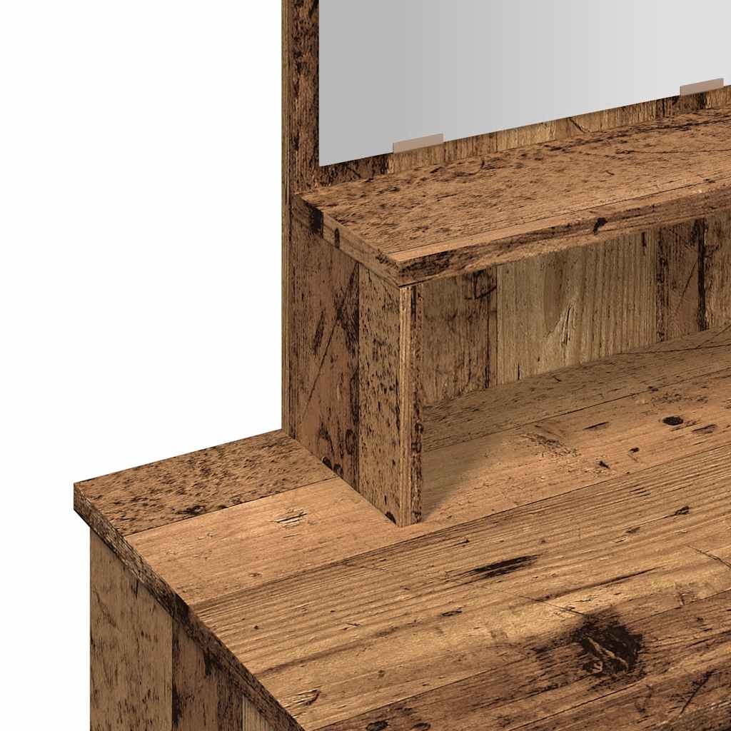Makeup Table with Mirror Rustic Wood Look 86.5 x 35 x 136 cm
