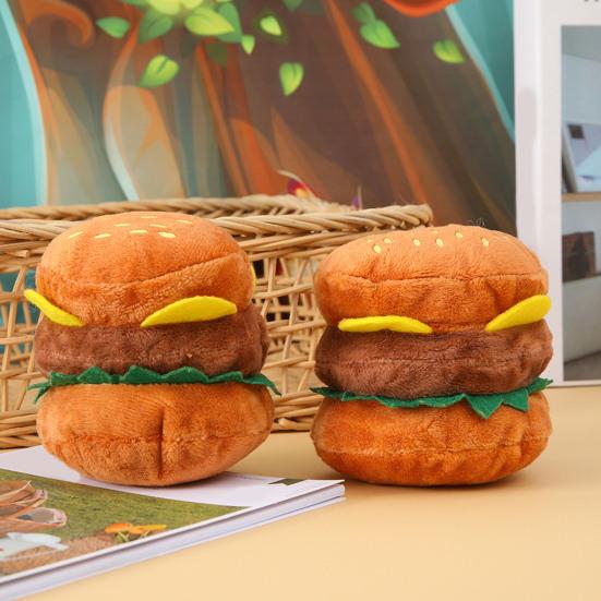 Интерактивная плюшевая игрушка для собаки, имитирующая гамбургер, со встроенным звуком, для чистки зубов, для снятия скуки, милые игрушки для собак