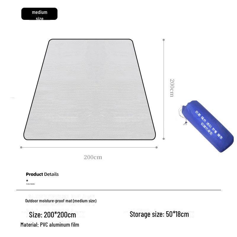 Двусторонний утолщенный коврик для кемпинга на открытом воздухе с влагонепроницаемой алюминиевой пленкой