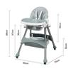 Baby High Chair Feeding Chair Seat Ajustable Height Dining Table Booster with Detachable Double Tray Safety Belt PU Cushion