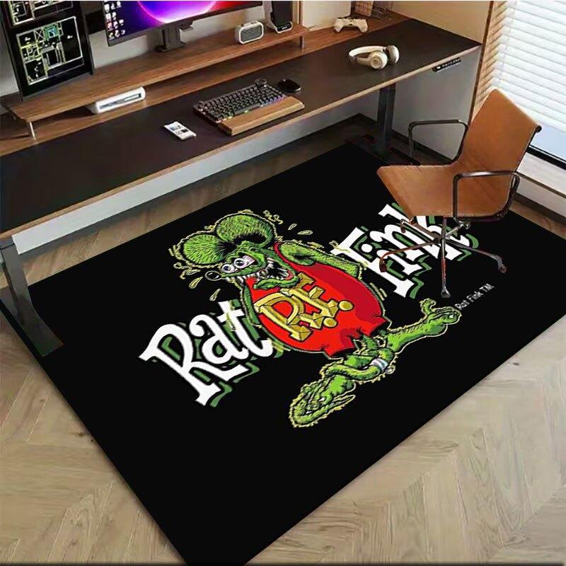 Футболка Rat Fink - Классическая зеленая футболка с мышонком и гоночной машинойОфисный коврик Идеально подходит для домашнего декора Коврик для офисного стола Коврик для офисного кресла Полиэ