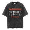 Radiohead Rock Band Tshirt Vintage Washed Oversized Streetwear Men Women Summer Cotton Short Sleeve Graphic Y2k Retro Tee Top