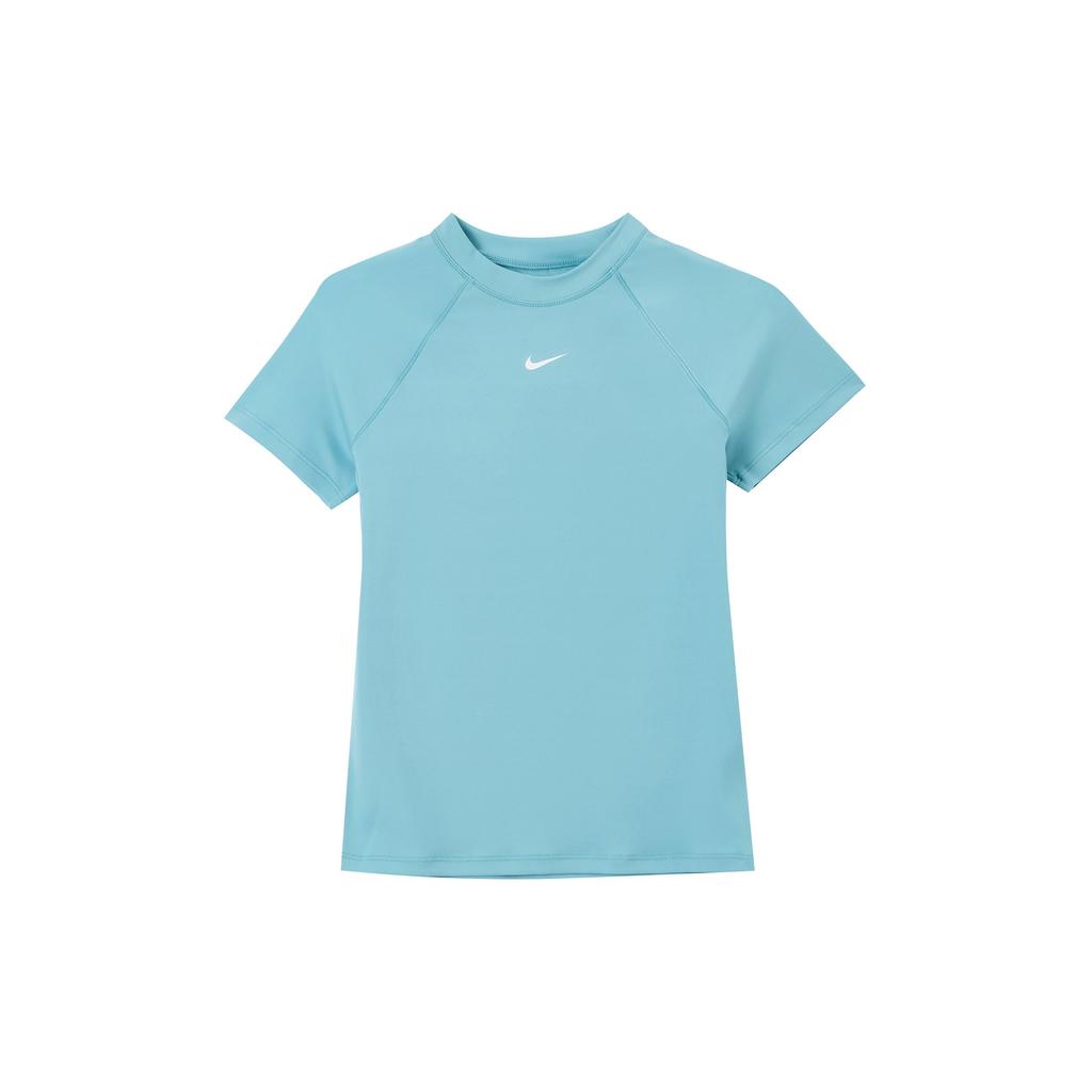 Nike Футболка Pro Dri-FIT Quick-Dry Solid Color Breathable Mesh Training с коротким рукавом и регланами, женские топы, джинсово-сине-зелено-белый FV7843-464