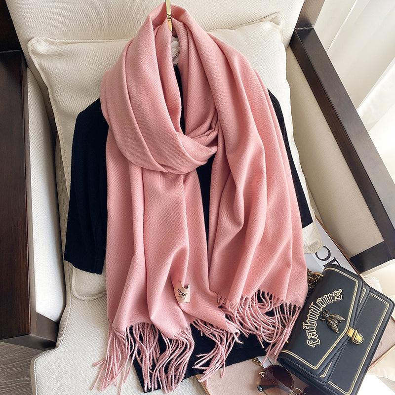 Imitation Cashmere Solid Color Fashion Decorative Warm Scarf Student Middle and Long Shawl Female
