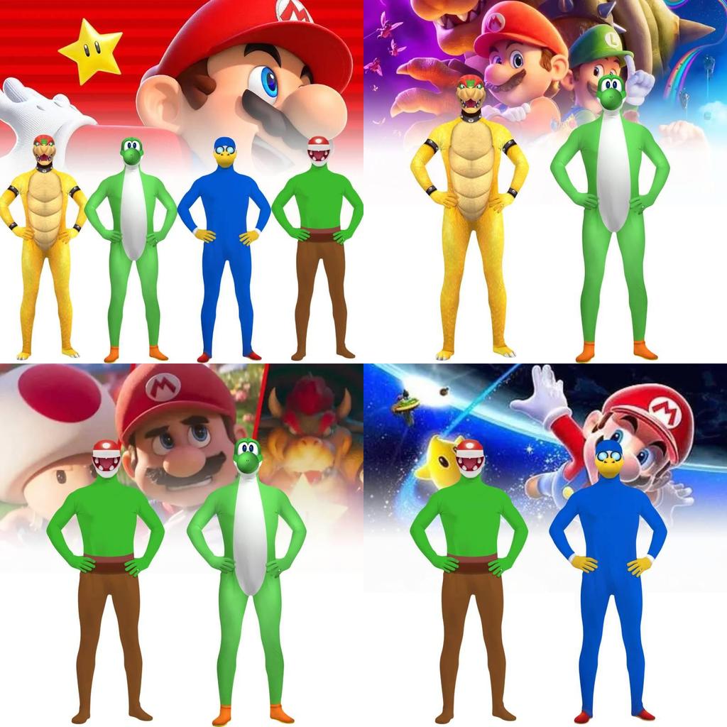 Colorful Long Sleeve Super Mario Jumpsuit 3d Printed Cosplay Outfit For Halloween Fun
