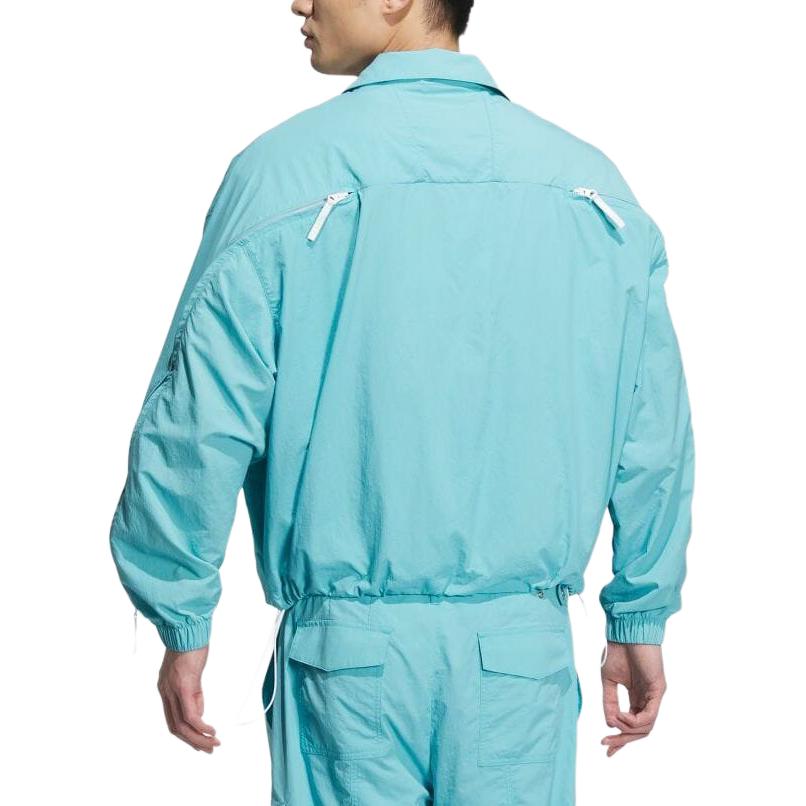adidas Originals X Kr Op Collab SS24 Однотонная куртка на молнии с длинными рукавами Мужская верхняя одежда Бирюзовый IZ4919