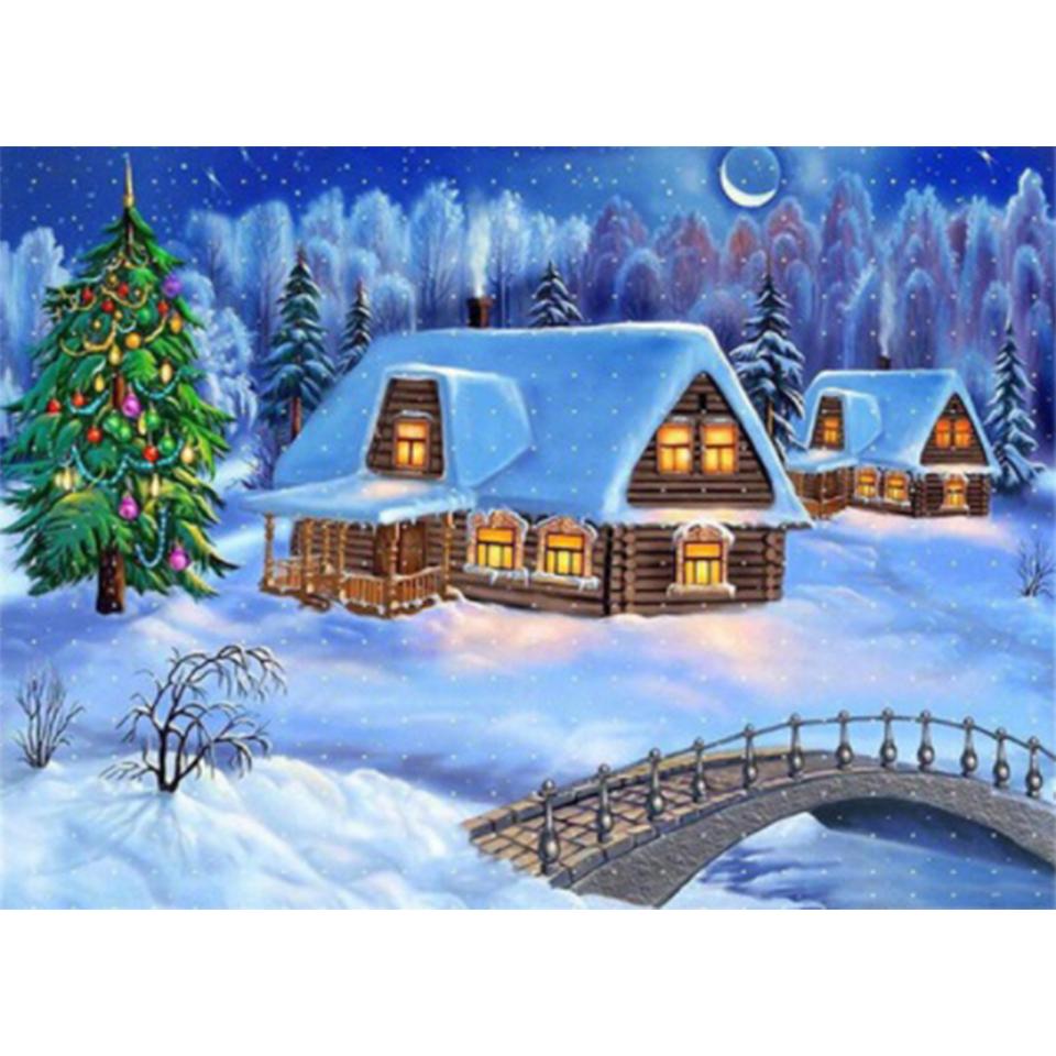 5D DIY Winter Landscape Diamond Painting Rhinestone Art Picture Full Diamond Embroidery Wall Sticker Gift Mosaic Embroidery Kit
