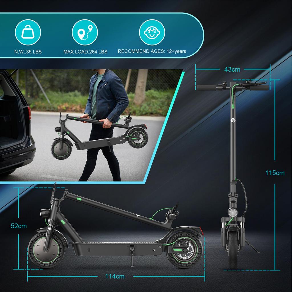 Isinwheel S9 MAX Electric Scooter - 500W Motor, 40KM Range, 10" Honeycomb Tires, Foldable & Lightweight for Urban Commute