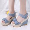 Designer Denim Sandals Women Sandals High Quality Wedges High Heels Peep -Toe Platform Shoes Woman Thick Bottom Sandals