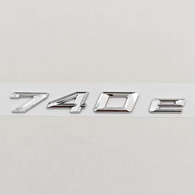3D ABS Chrome Car Letters Logo 740e Rear Trunk Badge Emblem Sticker For BMW 7 Series EV 740e G11 Auto Tail Marking Accessories