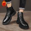 Классические черные мужские ботинки Повседневный стиль минимализма для офиса, прогулок на свежем воздухе Мотоциклетные мужские кожаные ботинки Размер 46