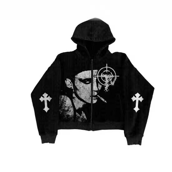 New zipper hooded sweater European and American los angeles california coat top European size