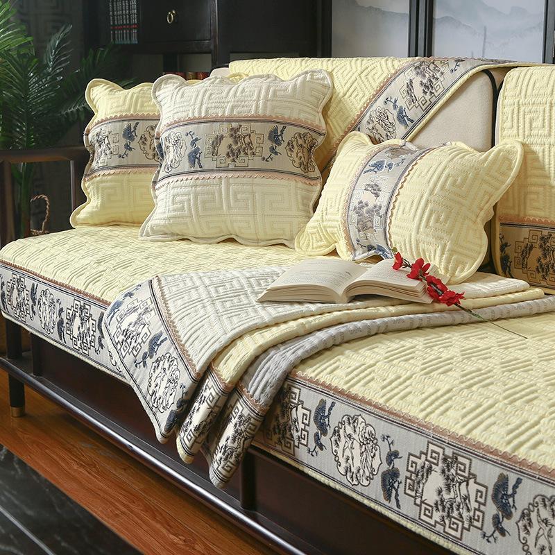 Новая китайская подушка для дивана из чистого хлопка, универсальная нескользящая кожаная подушка для дивана из цельного дерева, четыре сезона