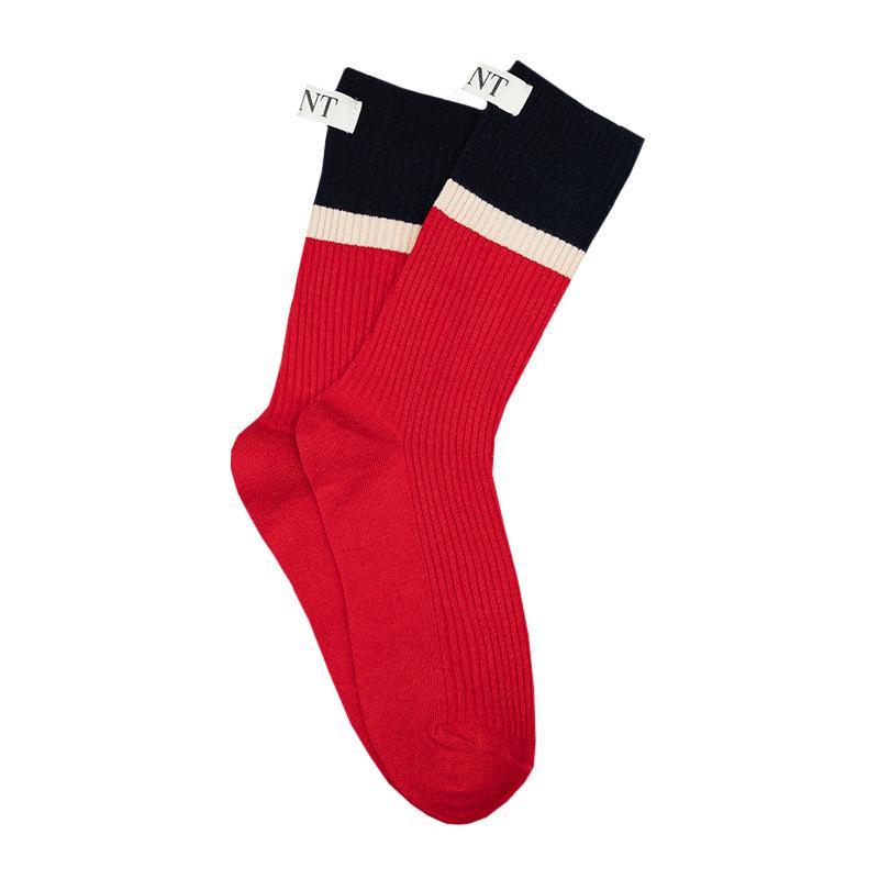 2022 Autumn Women's Color Block Vertical Stripe Mid-Calf Socks - Trendy Slimming Long Leg Korean Style