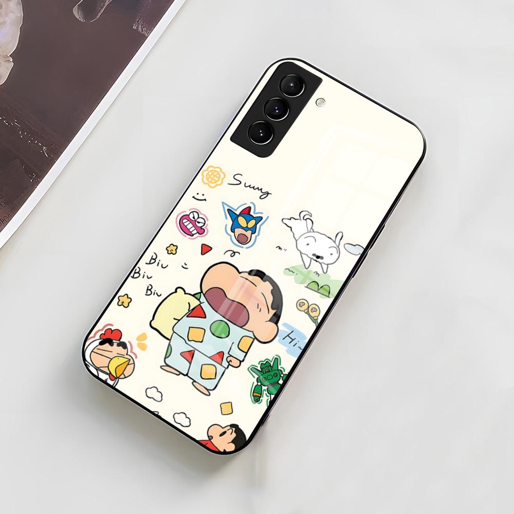 Чехол для телефона C-Crayon S-ShinChan для Samsung A56 A36 A26 A16 A15 A25 A35 A55 A14 A34 A24 A54 Стеклянный чехол