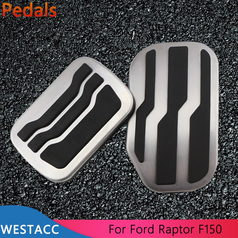 Педали из нержавеющей стали для автомобиля, акселератор, газ, педаль тормоза, защитный чехол для Ford Raptor F150 2015 - Интерьер