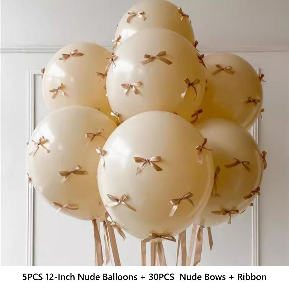 Набор из 5 воздушных шаров в форме банта диаметром 30 см, розовый, розовый. Идеально подходит для предложения руки и сердца, свадебной церемонии, балетного стиля, оформления дня рождения.