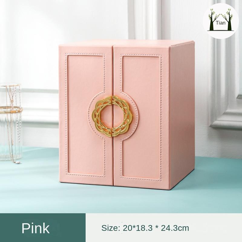 Шкатулка для драгоценностей Многослойная большая вместимость Европейская кожаная шкатулка для драгоценностей Ювелирные изделия Первая шкатулка для хранения ювелирных изделий Подарочный светильник Роскошная большая вместимость