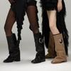Sheepskin Version~ Niche Spice Girls Boots 2025 Autumn and Winter Retro Square-headed Leather Cowboy Boots Thick-heeled Trousers Boots Women