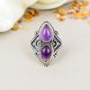Amethyst Gemstone 925 Sterling Silver Pear Shape Handmade Jewelry Boho Ring For Women