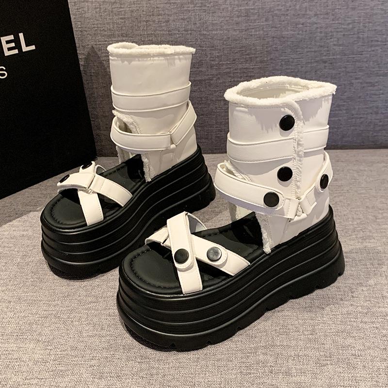 Мода 8см Женская Мода Сексуальные Римские Сандалии Лето Ультра Высокий Каблук Танкетка Платформа Обувь Открытый Носок Однотонные Сандалии Женские