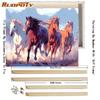 Рамка для рисования лошадей по номерам для взрослых, наборы с животными, картина, художественная акриловая краска, сделай сам, подарочная краска с номером для украшения дома, 40x50 см