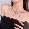 Exquisitely Crafted Moon And Star Pendant Necklace Inlaid Rhinestones Fashionable Choker Chain For Women Daily And Party Glam