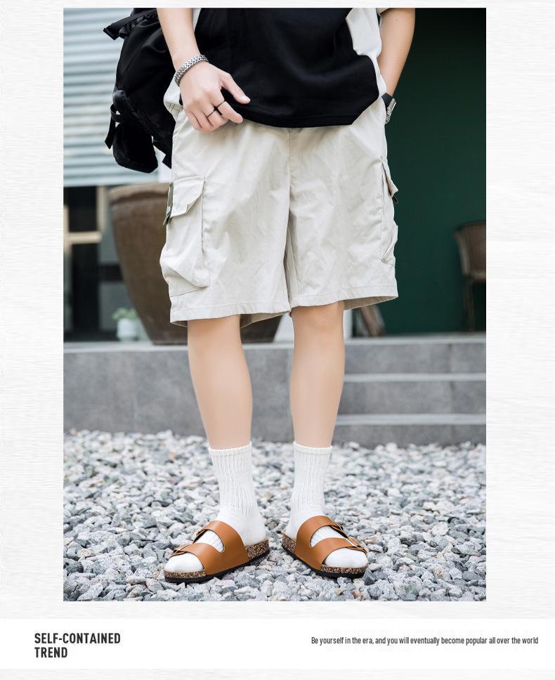 Мужские сандалии Birkenstock с двумя пряжками и открытым носом - Летняя повседневная уличная обувь Шлепанцы