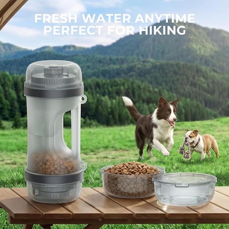 33.5oz Portable Dog Water Bottle for Travel Hydration&Food Feeder 6.5oz Food Container, Leak-Proof, Outdoor, Walking, Hiking