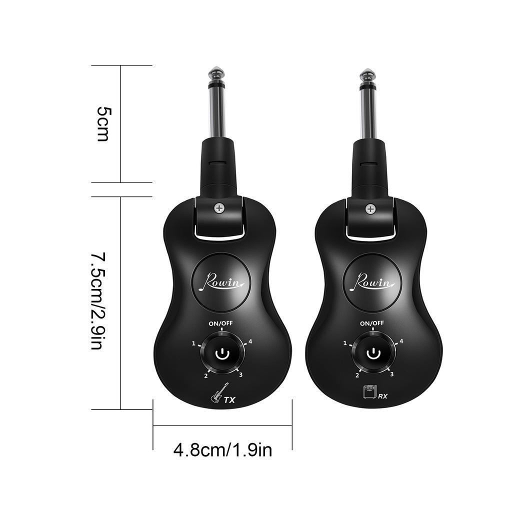 2.4G Wireless Guitar System Rechargeable Guitar Transmitter Receiver Set for 6.35mm Guitar Bass