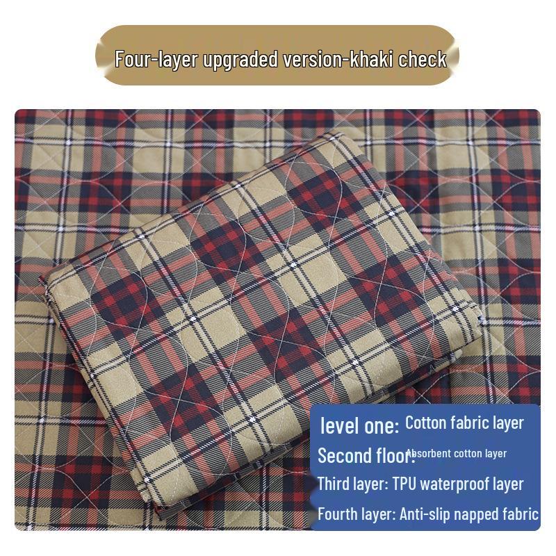 Washable Four-Layer Incontinence Pad: Breathable Cotton Bed Protector for Adults