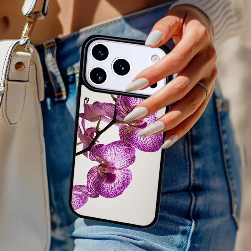 Цветная чехол-накладка с цветами орхидеи для iPhone 17 Air 14 15 13 12 Max Чехол для Apple 16e 11 Pro Max Plus Coque