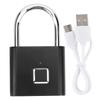 Smart Fingerprint Padlock USB Rechargeable Security LED Lock for Backpack Luggage CabinetBlack