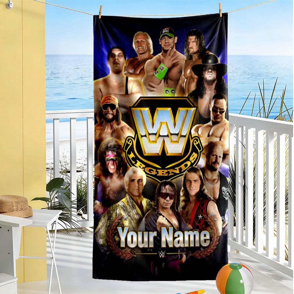 Wrestlemania Personalized Text Beach Towel High Absorbency & Quick-Dry Ideal for Travel Outdoor Swim Pool Yoga Surf Camping Hiking Gym Gift Holiday