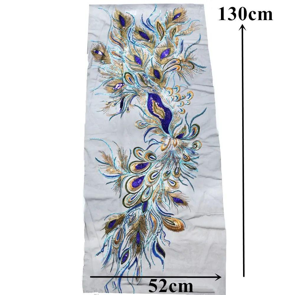 130CM Sequin Appliques DIY Peacock Appliques Appliques Lace Fabric Appliques Gown Decoration