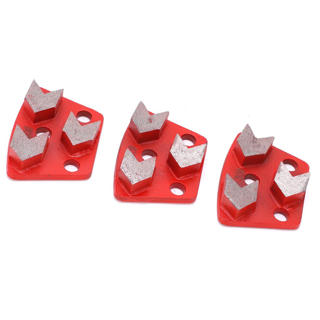 3Pcs Diamond Grinding Shoes Trapezoid Concrete Aggreesive Cutting 3 Arrow Teeth Red 30#
