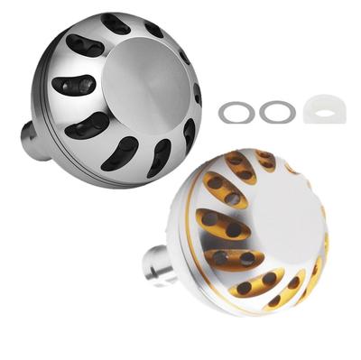 APAGAI Алюминиевая круглая рукоятка Power Handle Набор для спиннинговых катушек Shimano A и Daiwa S Универсальная 38 мм Круглая Серебристый Черный x Серебристая ручка, Ручка, 2, Катушки, Рыбалка,
