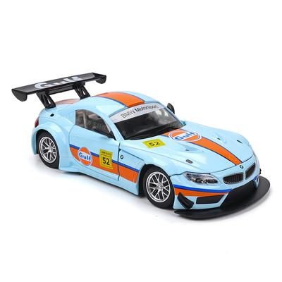 Литой 1/24 BMW M4 GT3 GULF Модель автомобиля из сплава с дисплейной коробкой Детская игрушка для мальчика Транспортное средство Подарок Звук Свет Миниатюрная машина