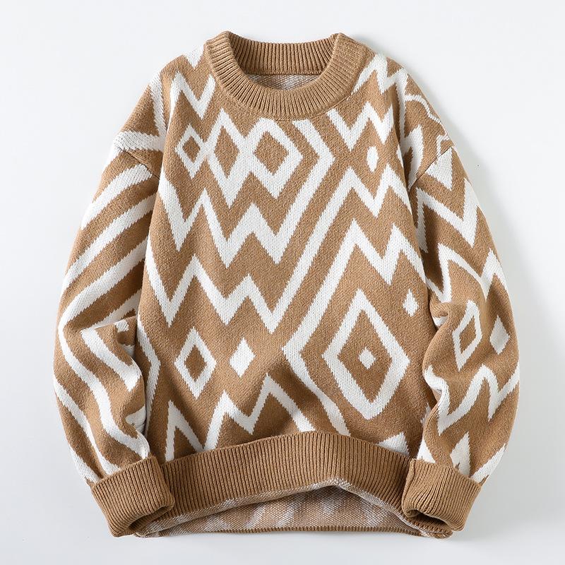 Свободный вязаный свитер, мужской осенне-зимний новый стильный теплый свитер с круглым вырезом, тканый свитер, мужская модная рубашка Explosion