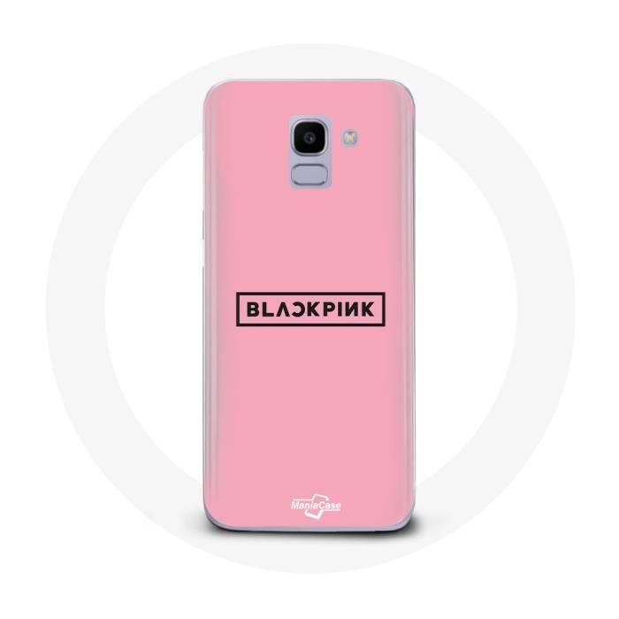 Чехол для Samsung Galaxy A8 2018 Blackpink K-pop группа Логотип Розовый фон