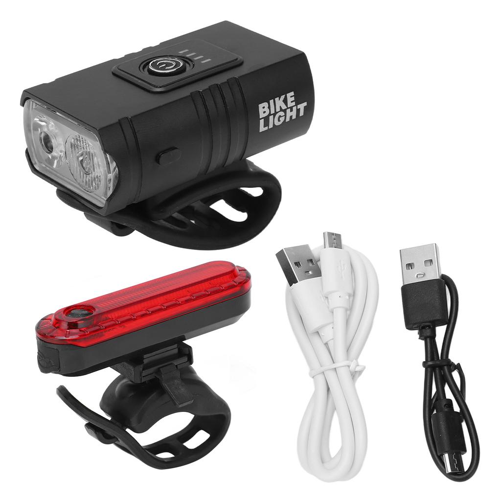 Перезаряжаемый через USB комплект велосипедных фонарей Супер яркая передняя фара и задние габариты Велосипедный фонарь с алюминиевым корпусом с USB-зарядкой