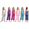 Kids Girls Halter Shiny Sequins Jazz Latin Dance Jumpsuit Sleeveless High Waist Pageant Romper Long Pants